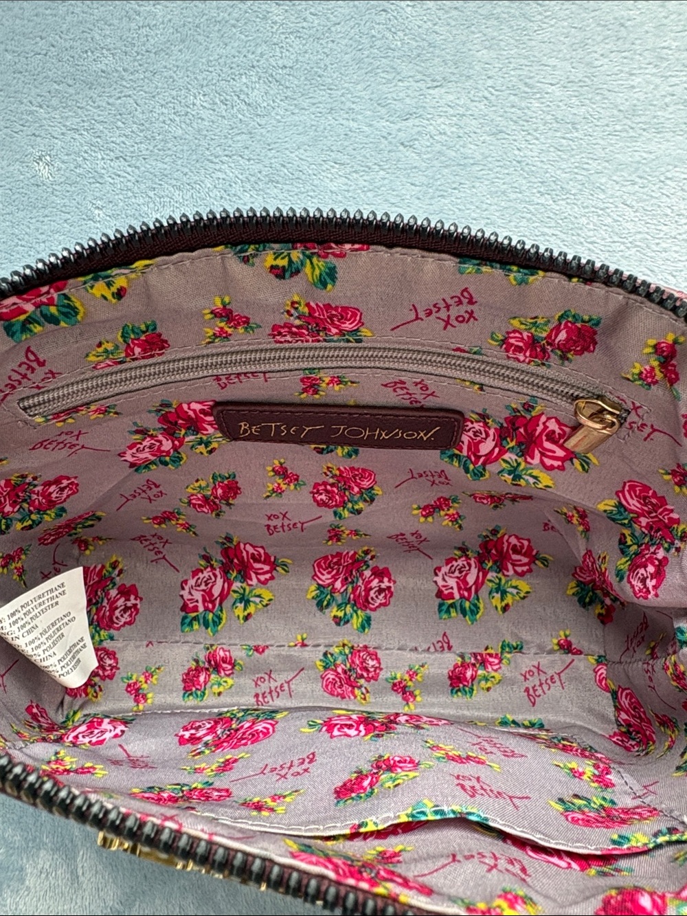 Betsey Johnson Wine Red Crossbody with Floral Scarf Accent - Picture 6 of 16